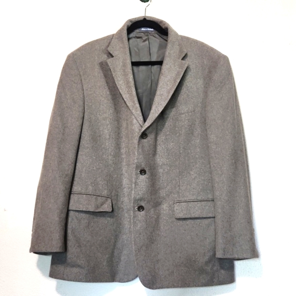Oscar de la Renta Wool Cashmere Gray Blazer Sports Coat Size 46R